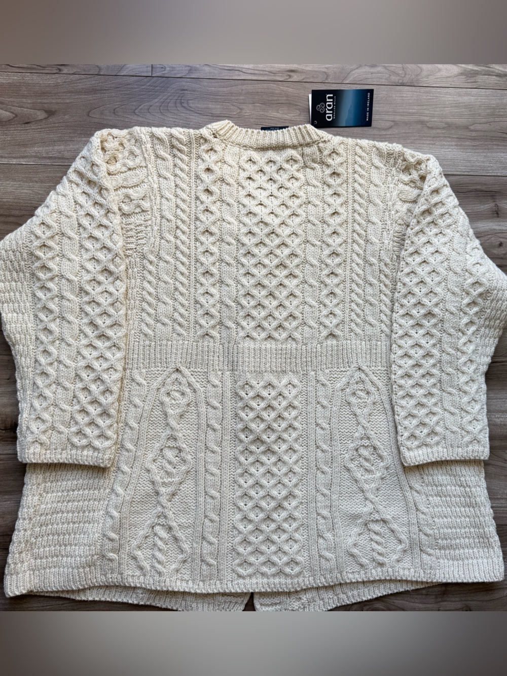 ARAN Women's Merino Wool A-Line Fit Cardigan Sweater Size XXL off-white Ireland - Picture 8 of 15
